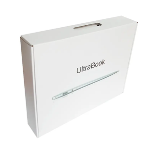 Embalaje de ordenador portátil caja corrugada reciclada correo blanco con mango de plástico - Product Image 5