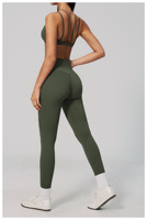 Logo Kustom Grosir Set Yoga 2 Potong Wanita Warna Kontras Sport Bra Legging Pinggang Tinggi Bahan Bernapas Set Olahraga Fitness Gym