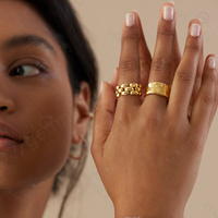 Gemnel Minimalist Solid 18K Gold Vermeil Heirloom Woven Chain Link Band Ring Mujer