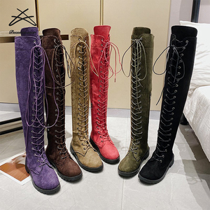 Taglie forti da donna donna inverno Sexy sopra il <span class=keywords><strong>ginocchio</strong></span> stivali con cerniera con tacco <span class=keywords><strong>alto</strong></span> <span class=keywords><strong>alto</strong></span> a punta tonda con tacco <span class=keywords><strong>alto</strong></span> <span class=keywords><strong>al</strong></span> <span class=keywords><strong>ginocchio</strong></span> - Product Image 1