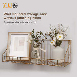 Estante de pared moderno de metal negro y madera para sala de estar, cocina, baño, elegante soporte de almacenamiento de exhibición flotante, muebles - Product Image 2