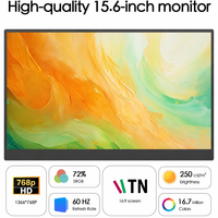 Moniteur portable AHXJKA 15,6 pouces, 2 écrans, 1366x768 HD 60Hz, station de travail multi-écrans USB-C pour Win Mac Gaming