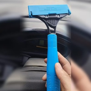 Grattoir à lame de rasoir en plastique rétractable, outil de nettoyage ménager pour le retrait des étiquettes autocollantes, pour le verre des fenêtres, raclette en aluminium et caoutchouc - Product Image 5