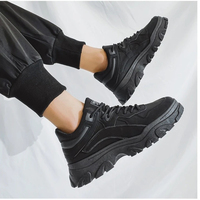 Chaussures de travail montantes pour hommes, style chunky, en PU artificiel, semelle antidérapante à crampons profonds, plateforme tendance, décontractées pour l'extérieur, fabrication OEM