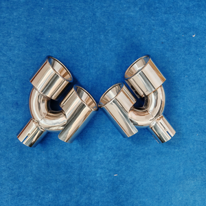 Embout d'échappement chromé poli de 4 pouces en forme de Y, poisson <span class=keywords><strong>volant</strong></span>, bord roulé, acier inoxydable, embout de silencieux double pour voiture - Product Image 3