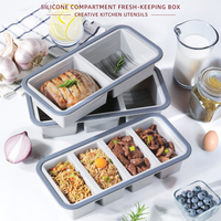 Boîte à lunch en silicone à compartiments multiples, conservation de la fraîcheur et chauffage au micro-ondes, conception étanche pour adultes, stockage au réfrigérateur