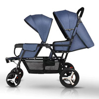 XCD D-H2M-green Léger Amovible Double Double Poussette Bébé Portable En Acier Inoxydable Cadre PU Matériel Pliable 20KG Charge