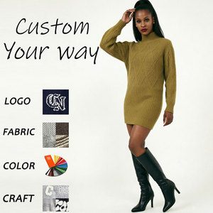 Robe pull <span class=keywords><strong>col</strong></span> <span class=keywords><strong>roulé</strong></span> élégante pour <span class=keywords><strong>femme</strong></span>, manches longues, longueur midi, texture géométrique losanges, tricot côtelé, coupe droite moulante - Product Image 1