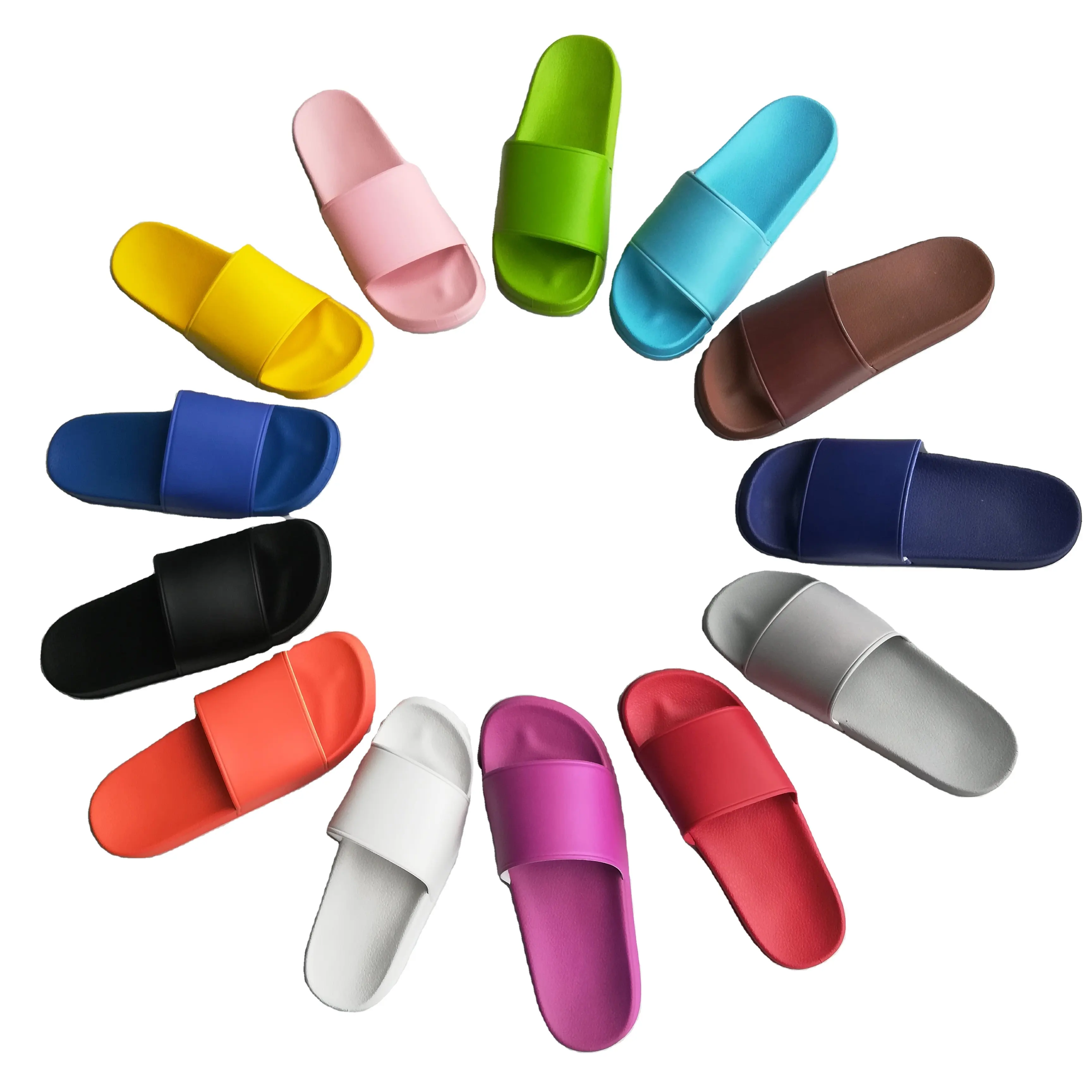 Factory manufacturer PVC flat soft comfy slide, multi colors cheap custom logo unisex slippers,customized sandals for men women