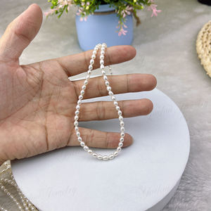 أرز صغير رخيص 4-5 وصنع قلادة بيضاء حقيقية تصميم من الفضة الإسترليني - Product Image 3