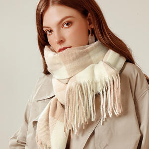Écharpe d'hiver de haute qualité, écharpes à carreaux d'automne de haute qualité, couleurs <span class=keywords><strong>pastel</strong></span> claires, châle en cachemire chaud tissé pour femmes - Product Image 3