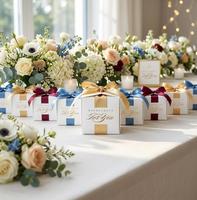 Caja de Regalo Personalizada para Recuerdos de Boda con Diseño de Concha, Papel Dorado y Cinta de Satén para Regalos de Fiesta de Bodas