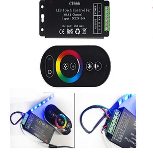Controlador de Tira LED RGB <span class=keywords><strong>HELAN</strong></span> GT666, Inalámbrico, con Control Remoto Táctil RF, DC 12V/24V 18A, 3 Canales, Alcance de 20M, Carga Máxima de 360W, Interruptor Regulador - Product Image 3