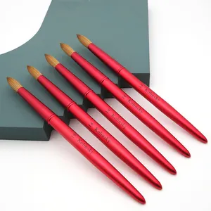 Fluffy 14 Germany Kolinsky Acrylic Nail Brush Soft Sable 3D Nails Siberia Sable Brush Red Metal Handle