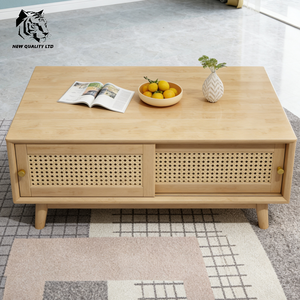 Table basse moderne en bois massif à 2 tiroirs, nouveau design, mobilier de maison, vente en gros Chine, excellent prix, personnalisation, grand stock, dropshipping - Product Image 4