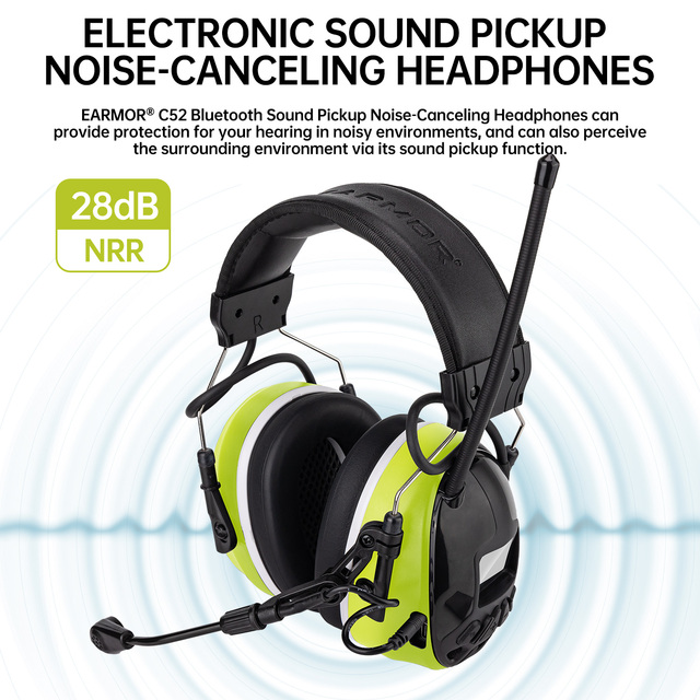 C52 Wireless bluetooth Headset FM Radio Hearing protection Noise Cancelling Safety Headband Electronic Earmuffs