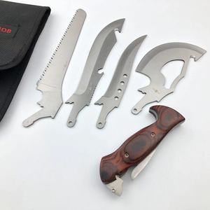 Juego de 4 Herramientas Multiusos Industriales Desmontables para Exteriores, Cuchillas de Acero Inoxidable para Acampar, Herramientas Portátiles con Mango de Madera X - Product Image 3