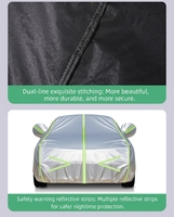 Housse de voiture en aluminium noir avec bandes réfléchissantes orange vif pour une visibilité nocturne et une protection contre la chaleur avec doublure en coton