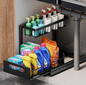 Organizador Metálico Extraíble Debajo del Fregadero, Estantes Deslizantes para Almacenamiento en Gabinetes - Product Image 4