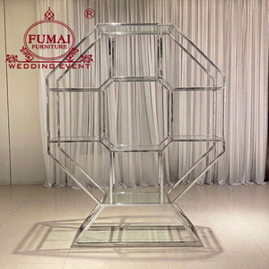Wedding Event Decoration Modern Fashion Freestanding Steel Glass Wine Rack with Bar Back Components - Product Image 3