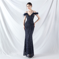 Robe de soirée élégante sirène à sequins coupe ajustée pour femme, sans manches, style sling, longue, pour banquet et fête, personnalisable OEM