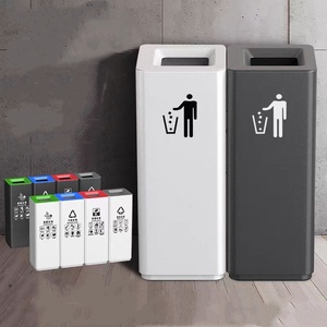 Bán Buôn Khách Sạn Ktv Sảnh Thương Mại Chất Thải Bin Thép Không Gỉ Vuông Thẳng Ném Vỏ Sò Dọc Tro Xô Thang Máy Cổng - Product Image 1