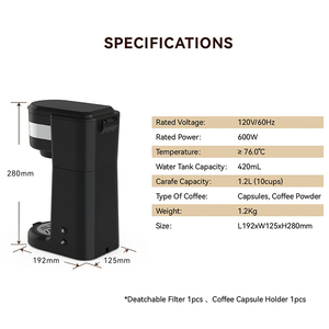 เครื่องชงกาแฟเอสเพรสโซแบบแคปซูล สแตนเลสสตีลคุณภาพพรีเมียม สำหรับใช้ในบ้าน สำนักงาน และการเดินทาง ดีไซน์พกพาสะดวก เหมาะสำหรับบ้าน สำนักงาน โรงแรม และการเดินทาง - Product Image 3