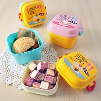 Wadah makanan populer indah hewan cetakan bentuk bulat ramah lingkungan plastik kotak makan siang kotak bento untuk anak-anak kotak makan siang