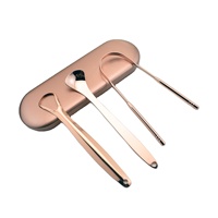 Ensemble de gratte-langue réutilisables en acier inoxydable rose doré avec étui de rangement pour nettoyeurs de langue, sérigraphié, fabriqué à Guangdong
