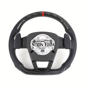 Volant personnalisé en fibre de carbone pour <span class=keywords><strong>Audi</strong></span> RS3 S3 A3 8Y, fond plat, cuir perforé avec palettes de changement de vitesse - Product Image 4