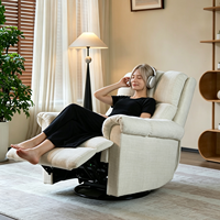 Fauteuil inclinable électrique moderne et confortable ATUNUS en tissu chenille avec base pivotante et repose-pieds réglables