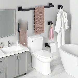 Porte-serviettes double niveau moderne en acier inoxydable, ensemble d'accessoires de salle de bain au style contemporain, approvisionnement transfrontalier - Product Image 3