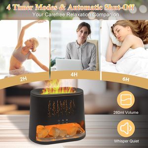 Himalaya muối đá Tinh dầu khuếch tán 4 trong 1 hương liệu tạo độ ẩm với ngọn lửa hiệu ứng ánh sáng ban đêm điều khiển từ xa - Product Image 2