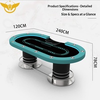 Table de poker Texas Hold'em professionnelle pour club de jeux, design à pieds cylindriques, plateau composite haute densité, pour salle de jeux