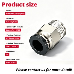 Raccord rapide pneumatique PC pour tuyau de gaz, filetage mâle droit 4/6/8/10/12/<span class=keywords><strong>14</strong></span>/16 <span class=keywords><strong>MM</strong></span>, connexion droite pour <span class=keywords><strong>tube</strong></span> d'air à pousser - Product Image 2