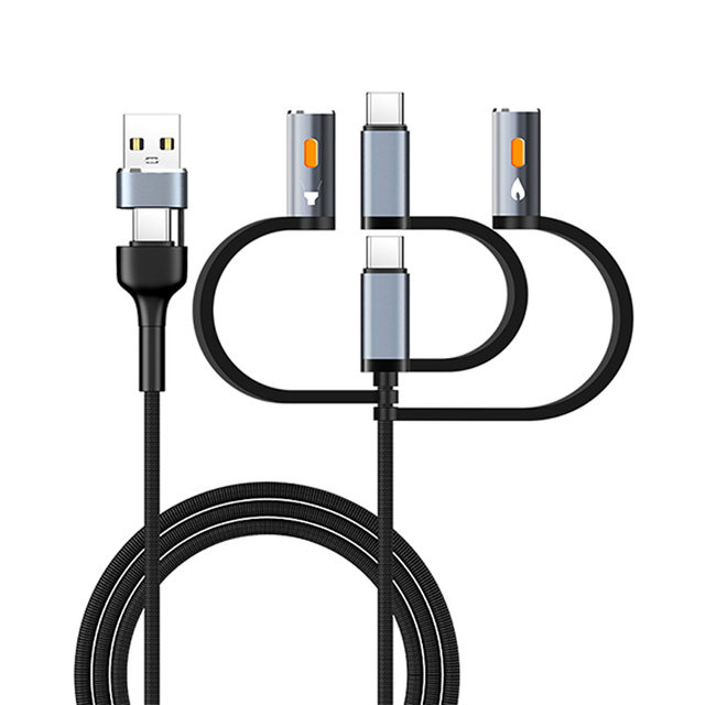 ZL-ZJ36 Data Cable 3 in 1 Multi-function Car Outdoor USB2.0 Type C Fast Charging Cable With Button Flash Light and Igniter