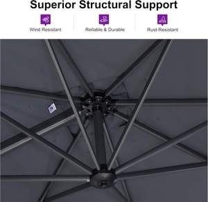 Sombrilla de <span class=keywords><strong>Patio</strong></span> de <span class=keywords><strong>9</strong></span> Pies, Sombrilla Cuadrada en Cantilever para Exteriores, Sombrilla Desplazable de Aluminio con Rotación de 360 Grados - Product Image 4