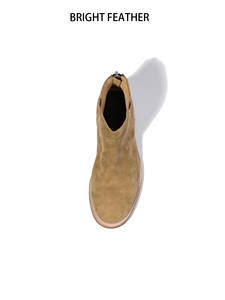 Bottes <span class=keywords><strong>Chelsea</strong></span> de style britannique BRIGHT FEATHER pour hommes, en cuir véritable, daim, <span class=keywords><strong>nubuck</strong></span>, rétro, avec fermeture éclair à la cheville, respirantes, doublure en cuir de cheval - Product Image 2