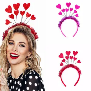 HB237 Großhandel Valentinstag Head Boppers Haar bänder Herzform Stirnbänder Requisiten für Hochzeit Geburtstag Zubehör