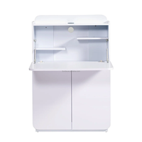 Bureau multifonctionnel pliable en bois blanc, dernière génération, gain de place, grande surface de travail, 3 étagères, compartiment pour ordinateur portable