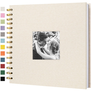Album <span class=keywords><strong>photo</strong></span> de scrapbooking 8/10/12 pouces, couverture en lin, reliure rigide, pages blanches en kraft, <span class=keywords><strong>livre</strong></span> de souvenirs <span class=keywords><strong>pour</strong></span> voyage, mariage, <span class=keywords><strong>livre</strong></span> d'or - Product Image 1