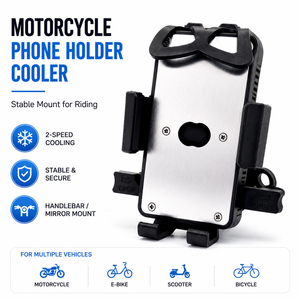 Handlebar Mobile Device Mount Cooler with Cooling Fan Stable <b>Clamp</b> for Motorcycle E-bike Scooter Bicycle - Product Image 1