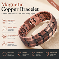 Bracelet magnétique en cuivre pur pour thérapie magnétique, motif croix vintage, vente en gros, personnalisable