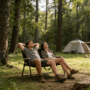 Chaise pliante de <span class=keywords><strong>camping</strong></span> en fer pour l'extérieur, chaise longue double portable de plage avec dossier, chaise de pêche avec coussin en tissu Oxford 600D - Product Image 5