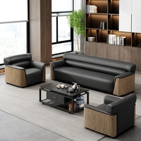 Ensemble de canapé de bureau, table basse moderne en cuir, pour réunion d'affaires, réception, espace invité, détente