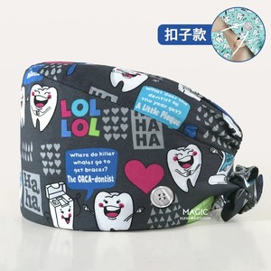 หมวกผ่าตัดแบบมีซับในผ้าซาติน พร้อมกระดุมและที่ซับเหงื่อ สำหรับผู้หญิงผมยาว หมวกพยาบาลทรงบูฟฟอง - Product Image 4