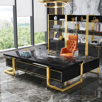 Tables de luxe Nouveau modèle Bureau de direction Cadre en acier inoxydable Mobilier de bureau Table de PDG