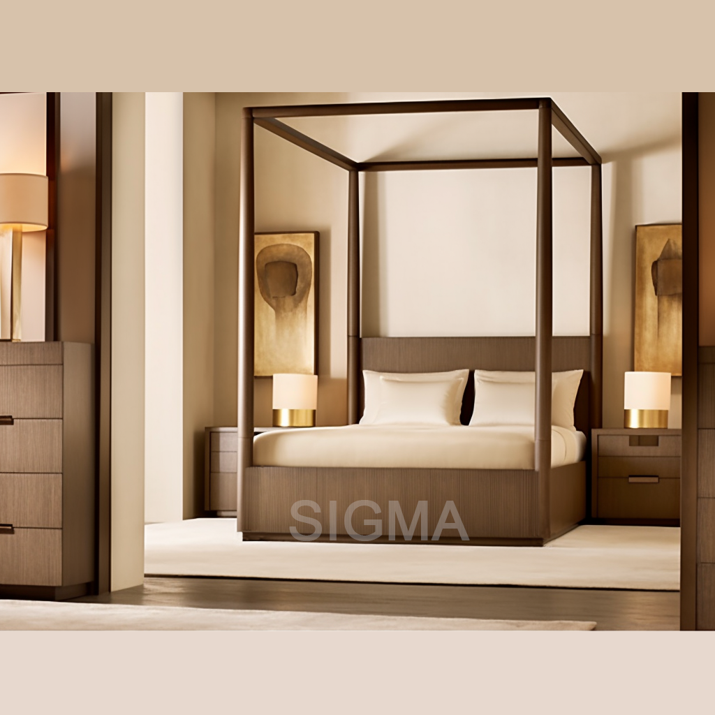 Handmade Luxury hotel home bedroom Furniture solid wood King Queen Size Bed Double Bed canopy bed