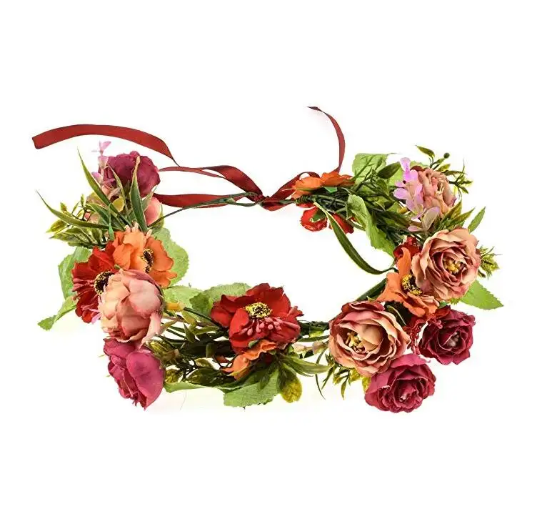 1723E Hera floral tiara hair wreath boho flower crown headpiece wedding bridal flower headband