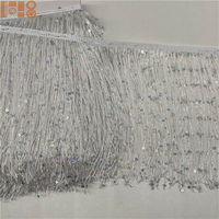Frange à paillettes de 20 cm en polyester, garniture douce pour vêtements, accessoires de danse, décoration de jupes et robes, dentelle scintillante